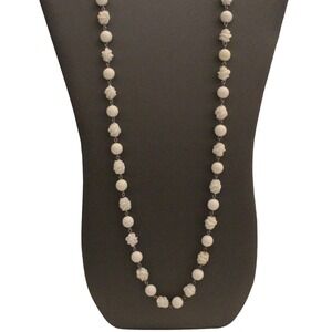 Sarah Coventry White Sculpted Bead Necklace 28"